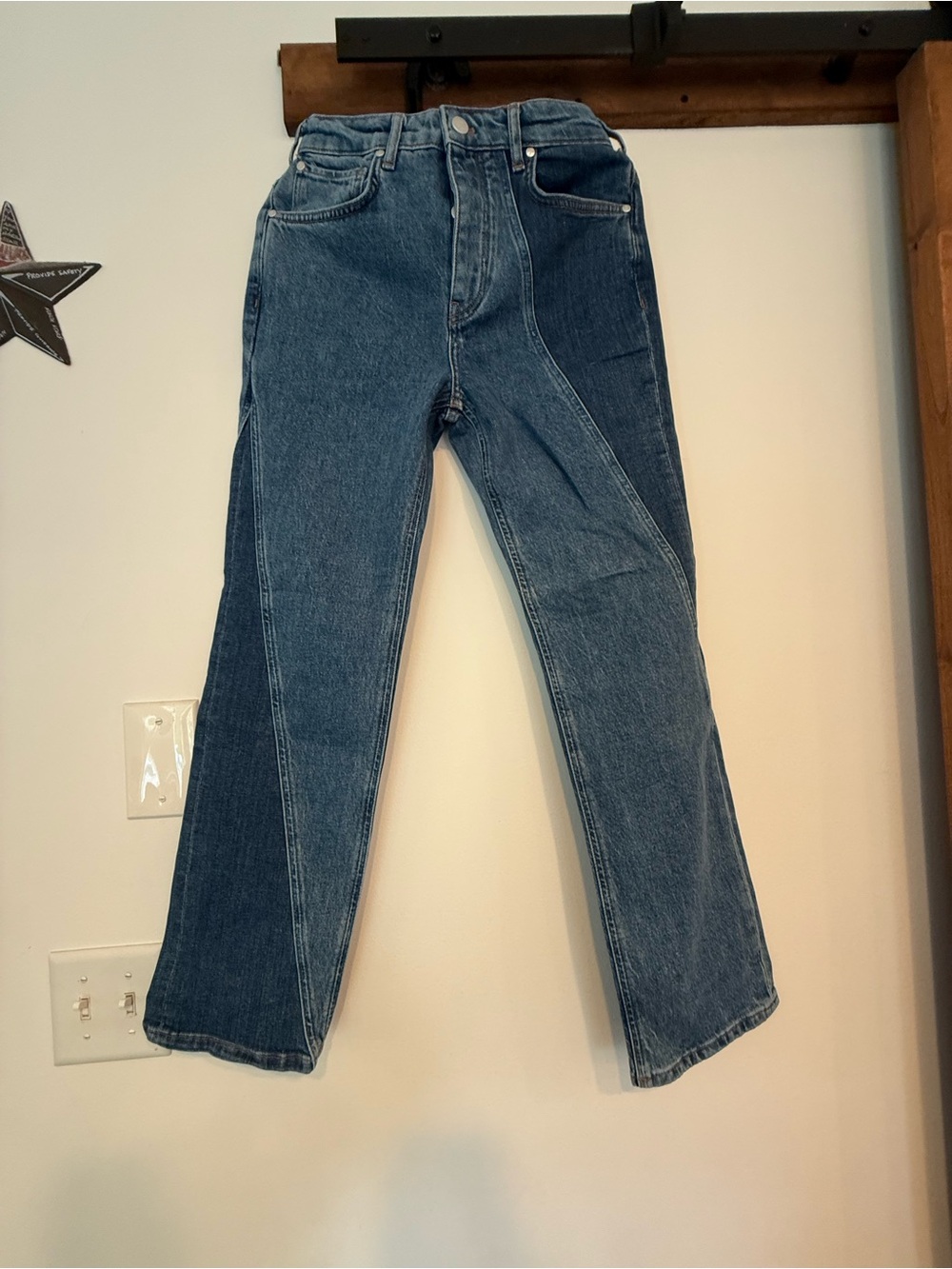 Pilcro Two-Tone Blue Straight-Leg Jeans